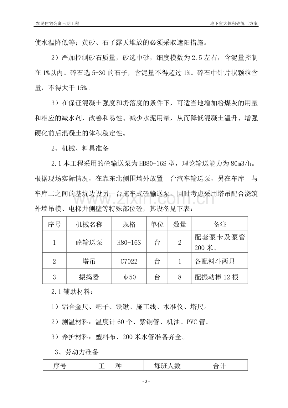 地下室筏板基础大体积砼施工组织方案.doc_第3页