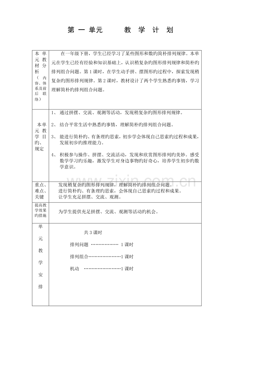 2023年冀教版二年级数学下册教案表格式全册.doc_第1页