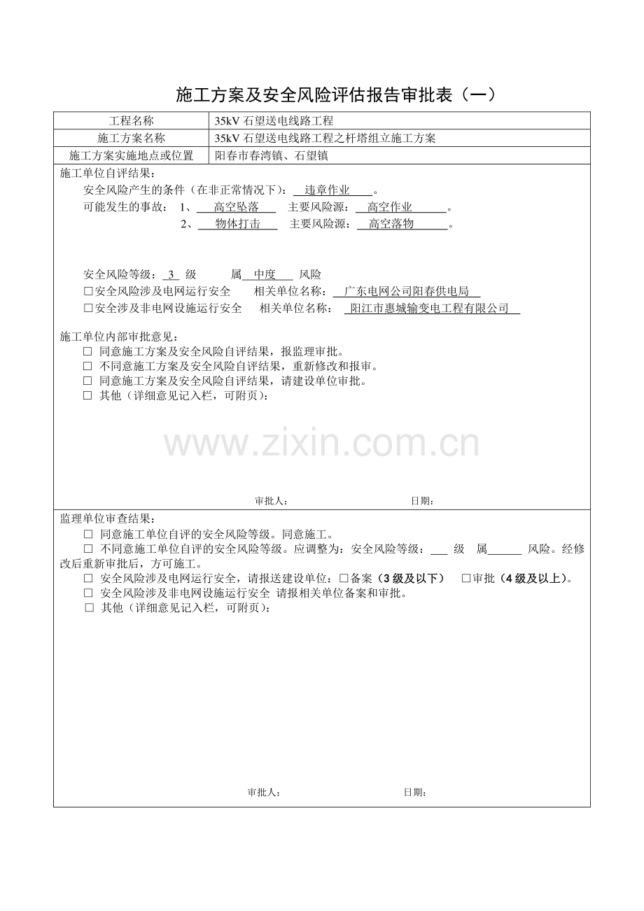 施工方案及安全风险评估报告审批表.doc_第2页