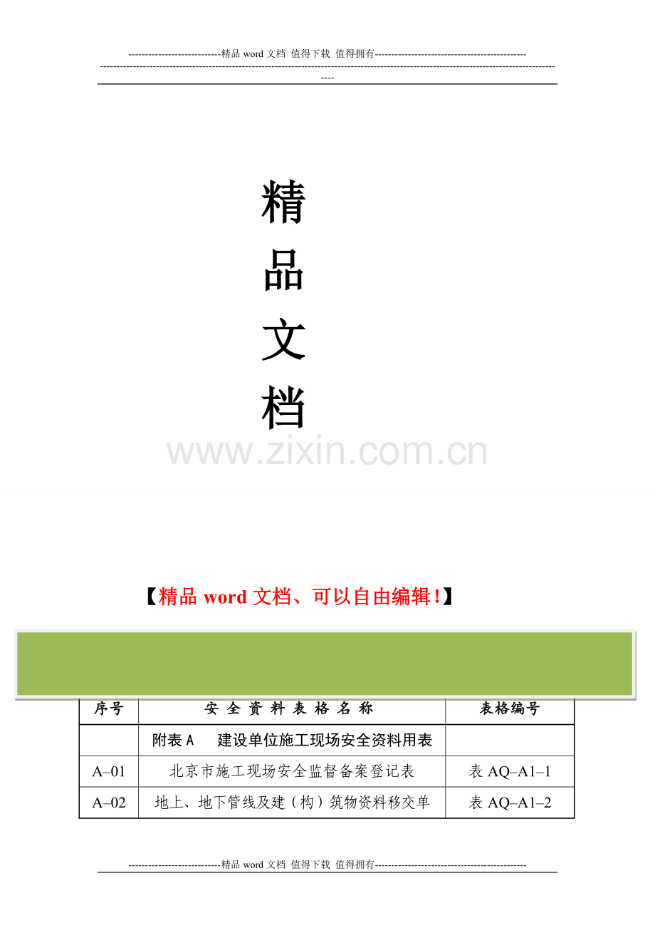 施工现场安全资料用表目录.doc_第2页