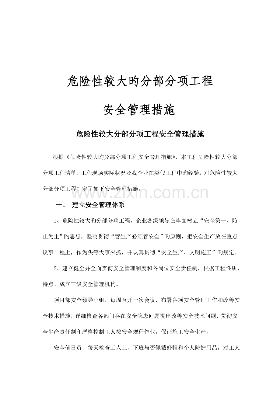 危险性较大分部分项工程安全管理措施.doc_第1页