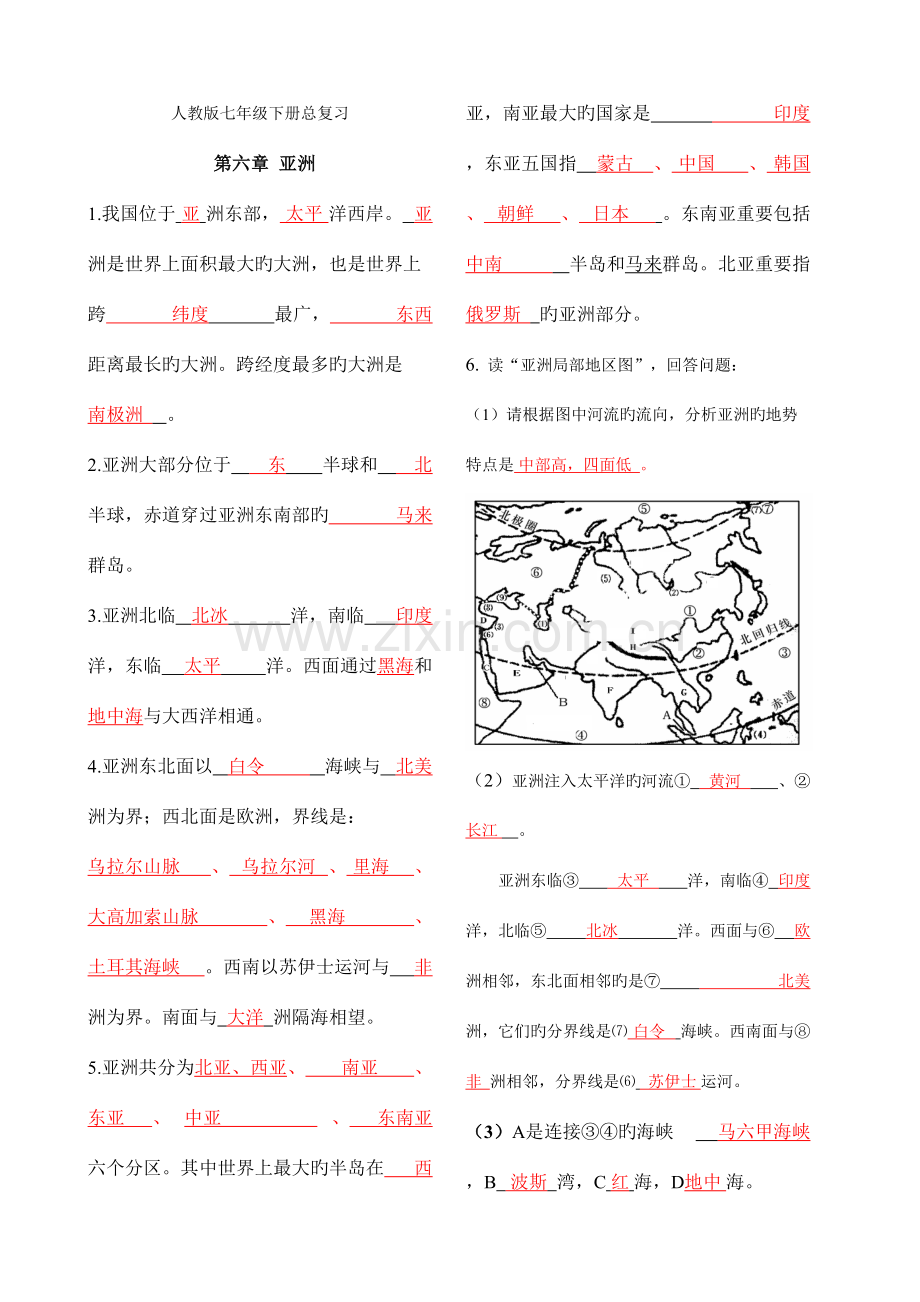 2023年人教版初一下册地理知识点总结大全.doc_第1页