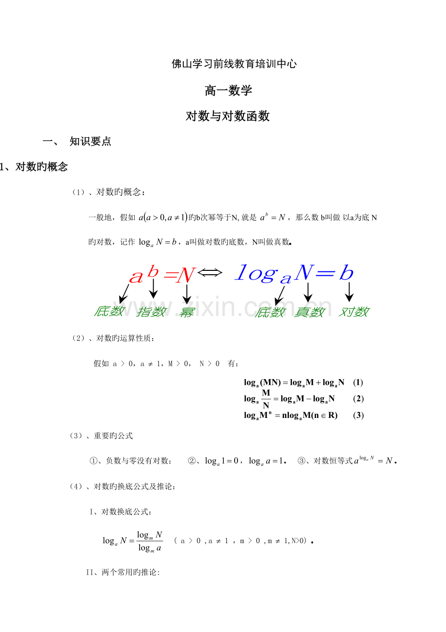 2023年高一对数函数知识点总复习.doc_第1页