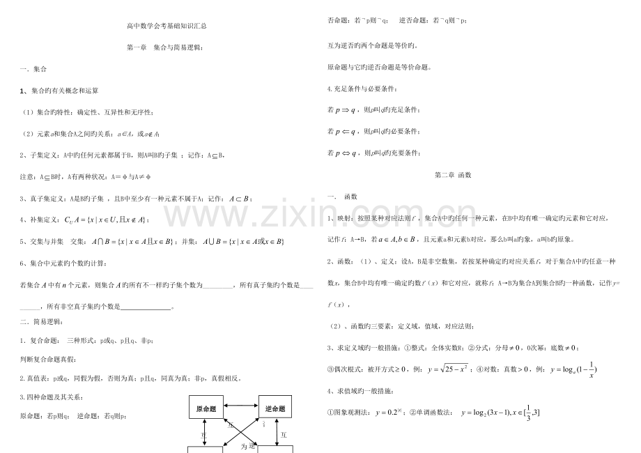 2023年数学会考知识点汇总.doc_第1页