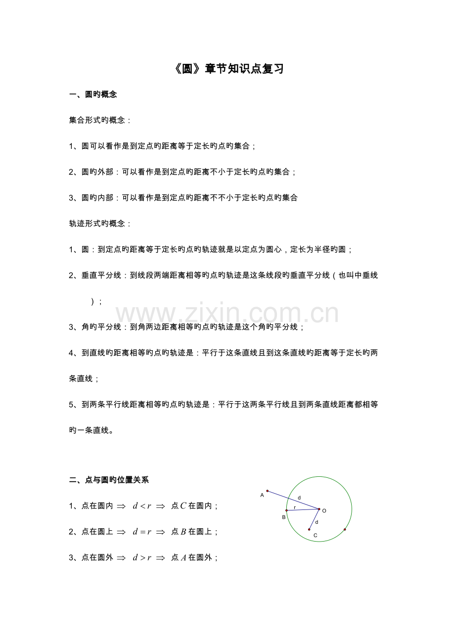 2023年初中圆的知识点归纳.doc_第1页