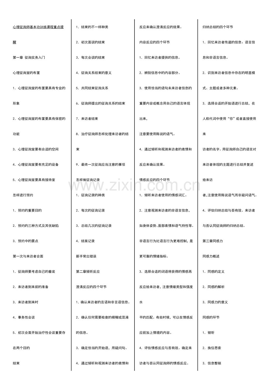 2023年心理咨询师基本功训练课程重点提示.doc_第1页