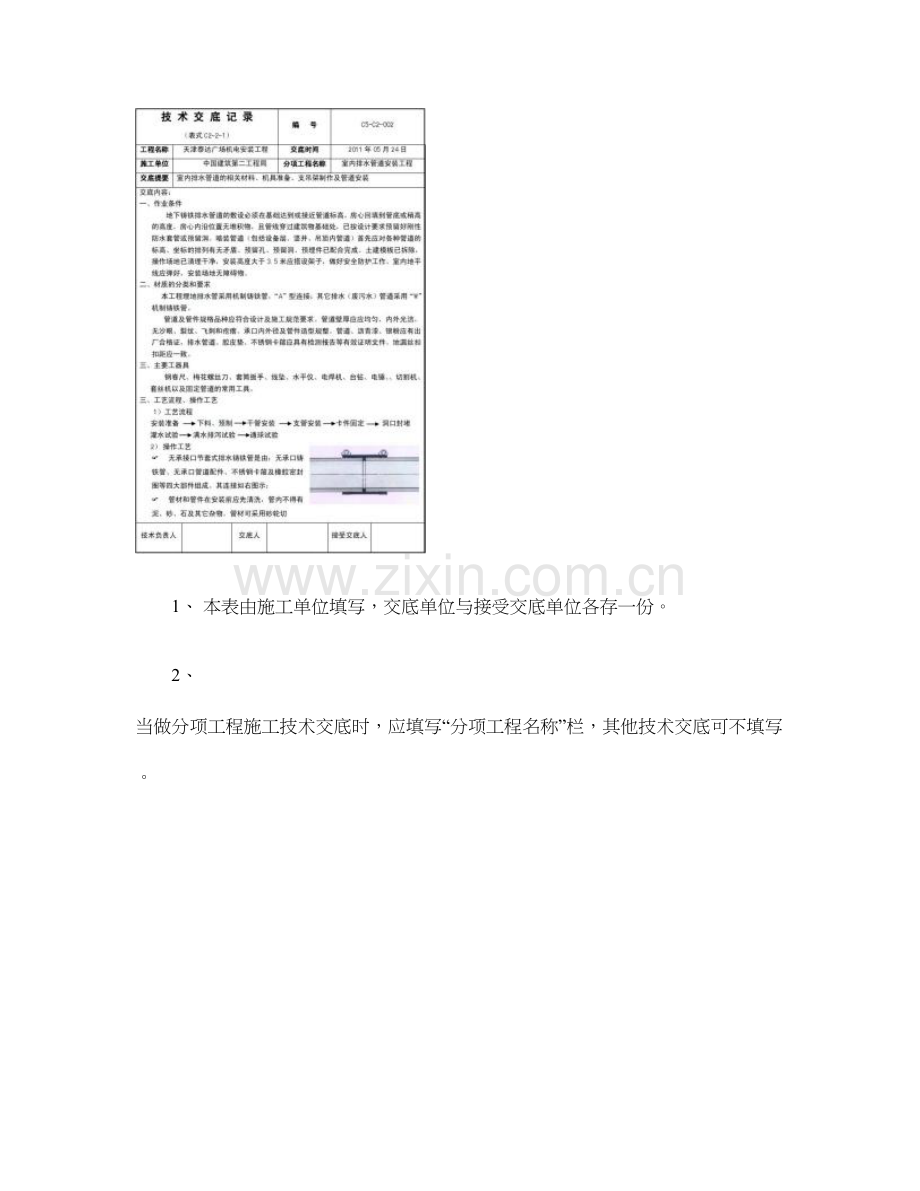 排水管道技术交底记录重点.doc_第1页