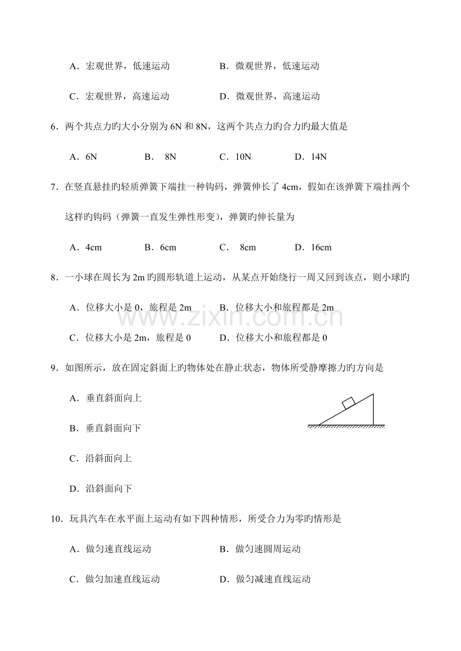 2023年湖南省普通高中学业水平考试物理试卷及答案.docx_第2页