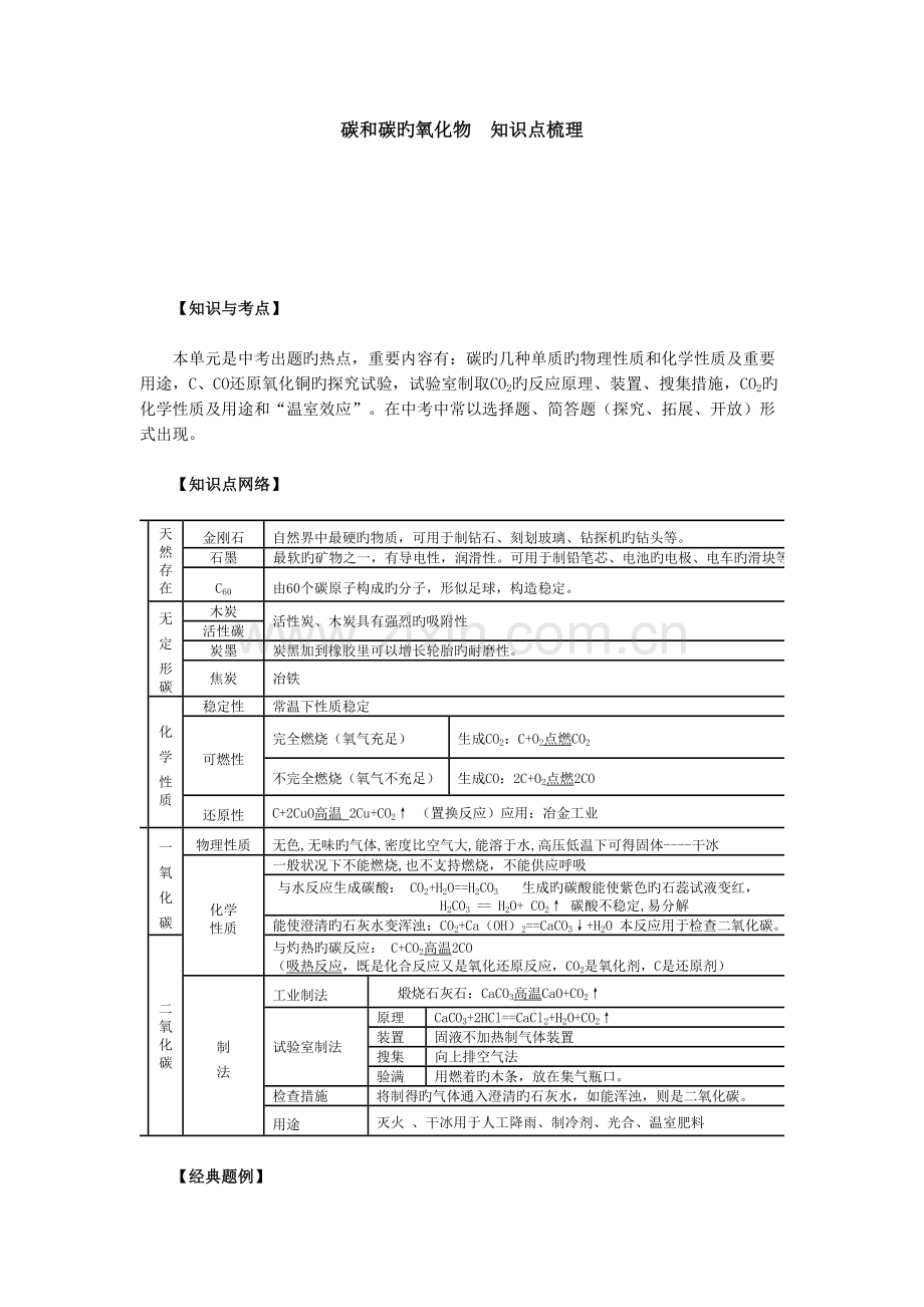 2023年碳和碳的氧化物知识点梳理.doc_第1页