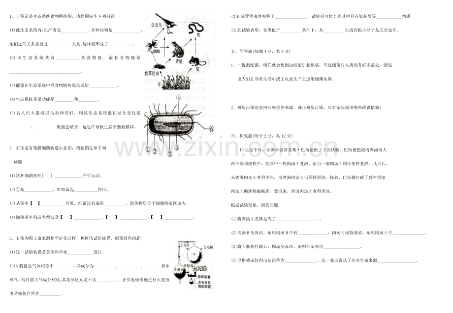 2023年八年级生物学业水平考试复习试卷答案.doc_第3页