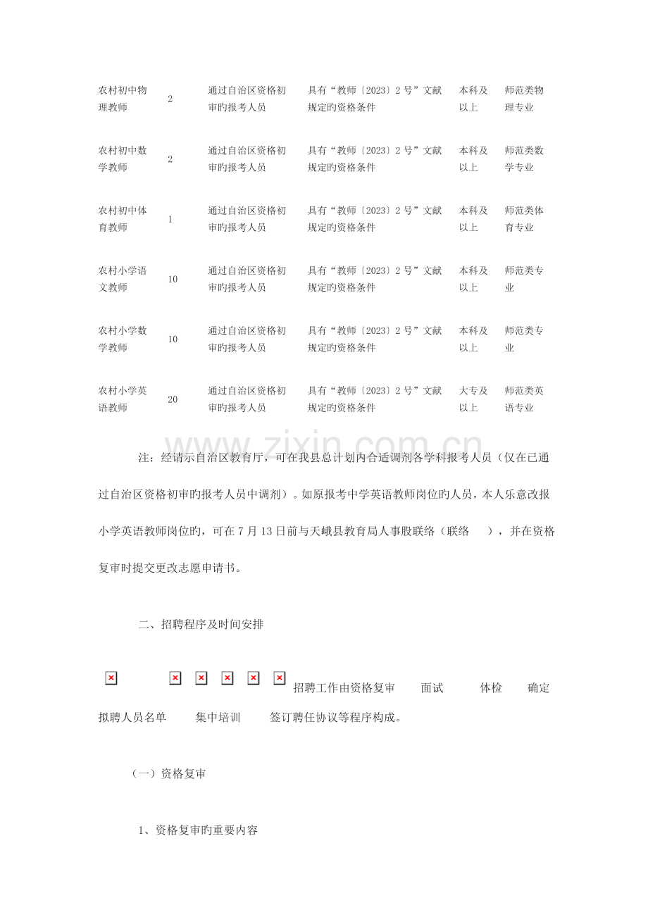 2023年天峨县特岗计划教师招聘工作实施方案.doc_第2页