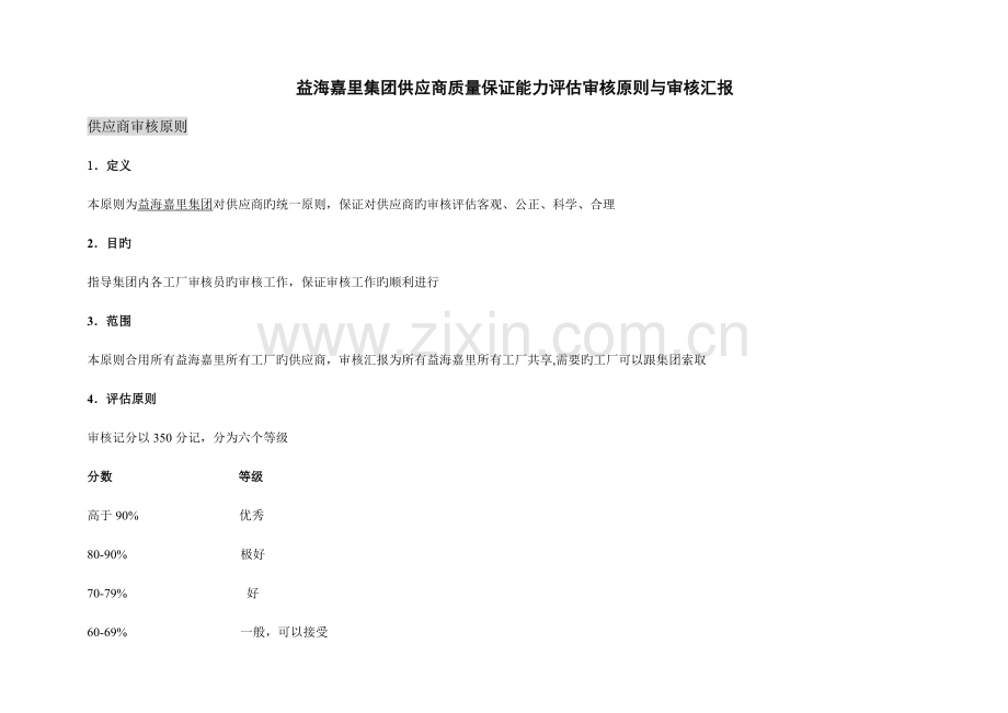 供应商审核标准与审核报告.doc_第1页