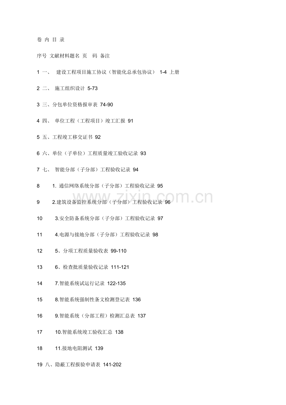 2023年弱电施工内业资料范例智能建筑全套验收资料.doc_第1页