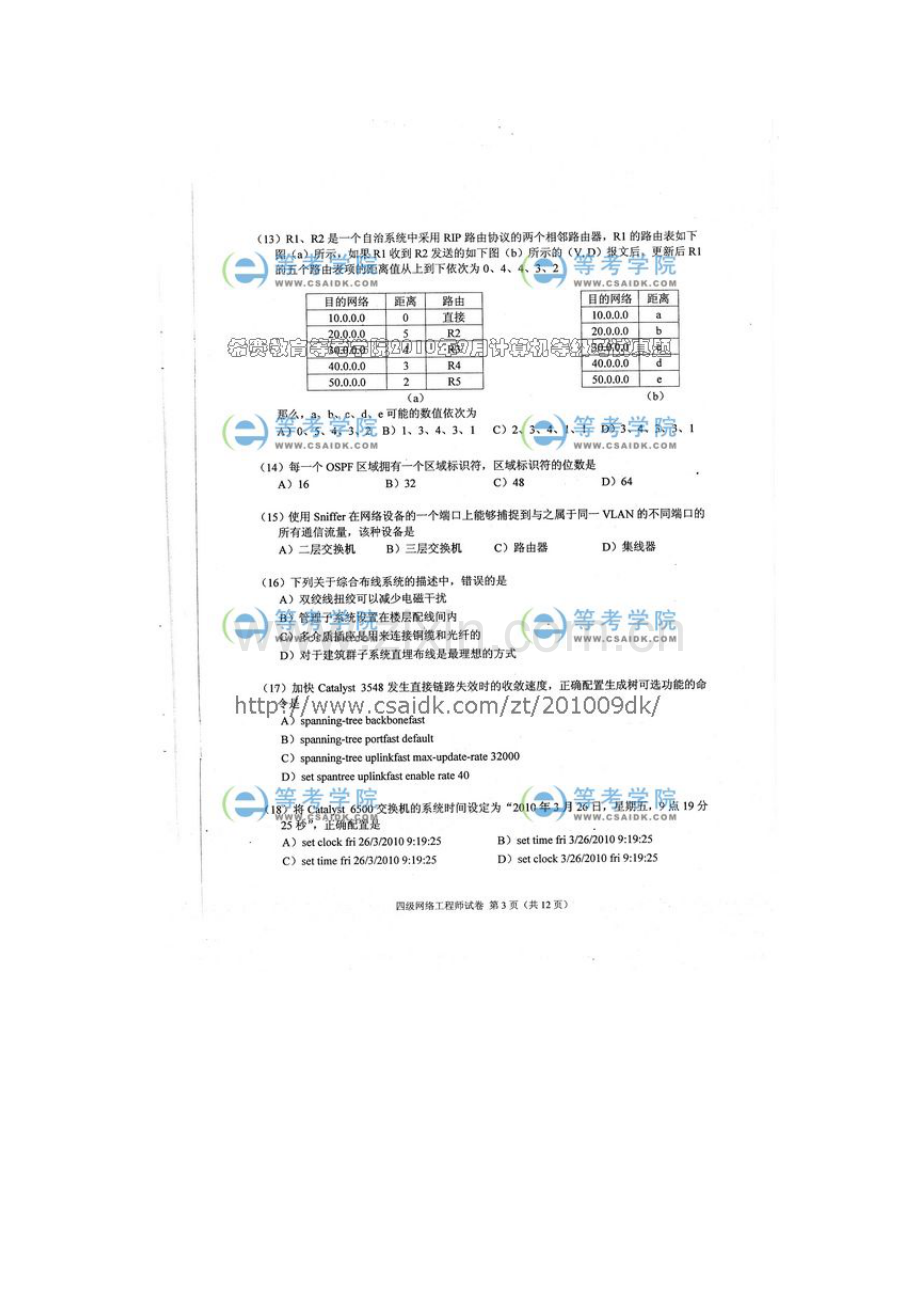 2023年份全国计算机等级考试四级网络工程师试题.docx_第3页