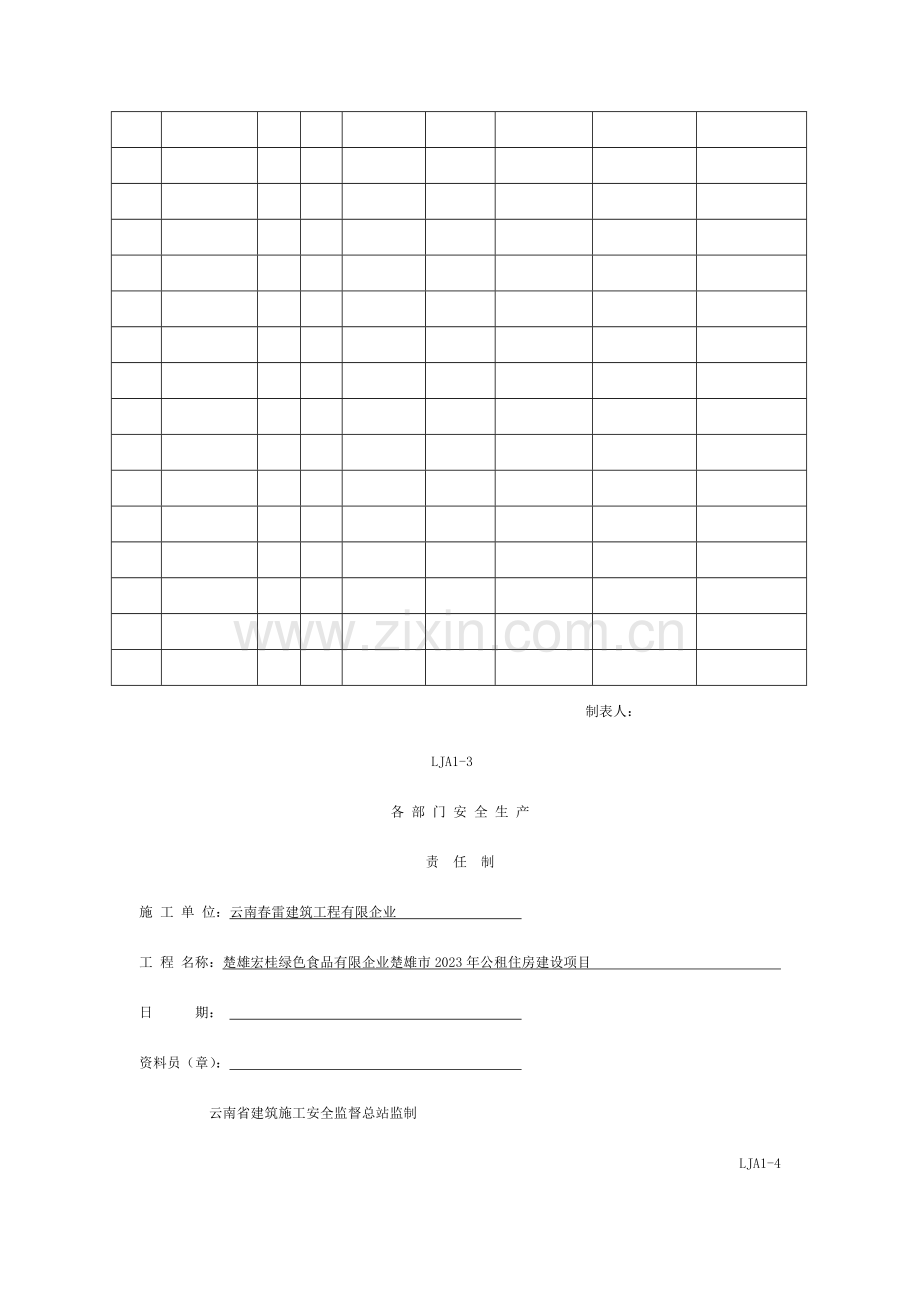 施工现场安全技术资料之一-安全生产责任制模板.doc_第3页