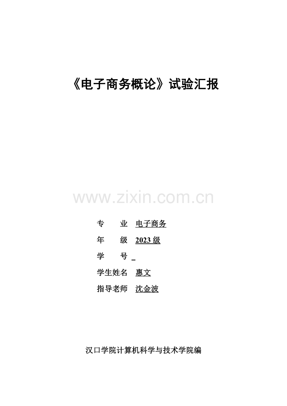 2023年新版电子商务概论实验报告.doc_第1页