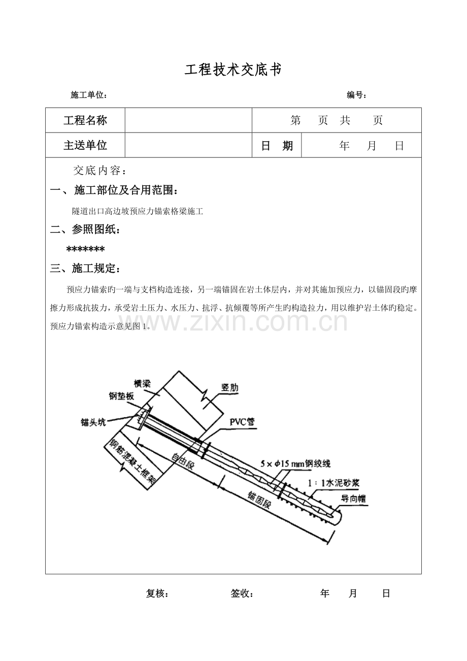 锚索框架梁施工技术交底.docx_第1页