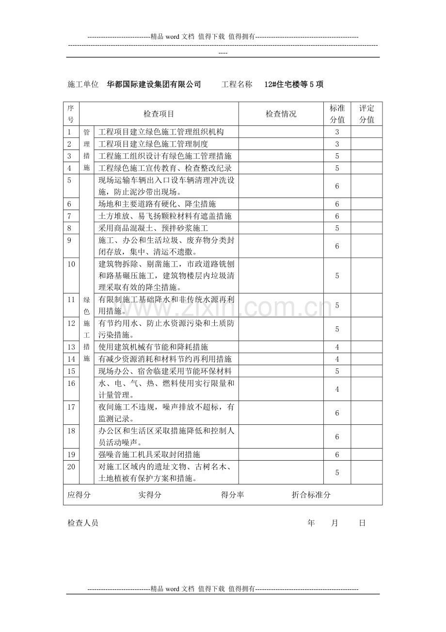 市级文明工地申报、绿色施工专项检查表、环境评价表.doc_第3页