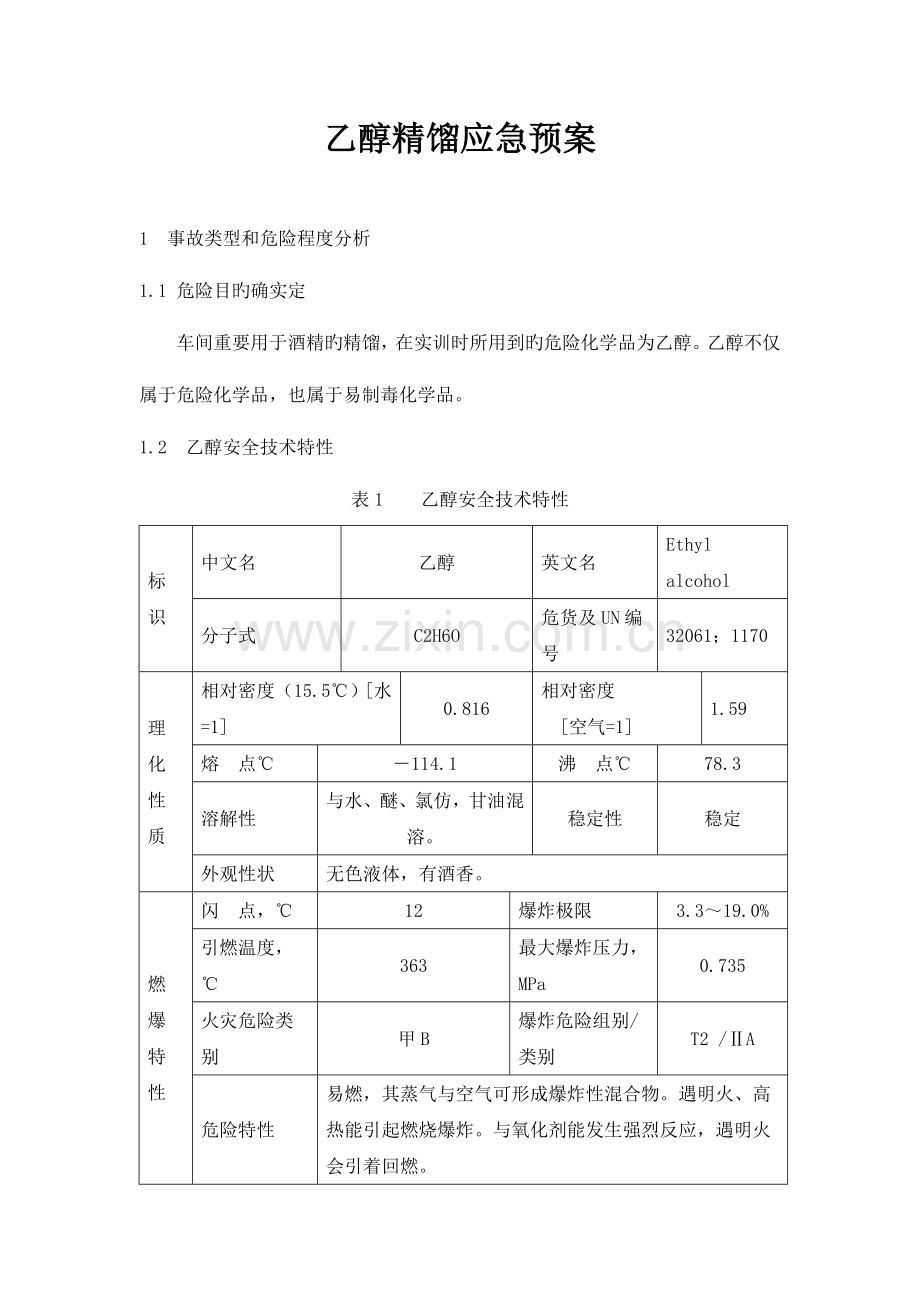 2023年乙醇精馏应急预案.doc_第1页