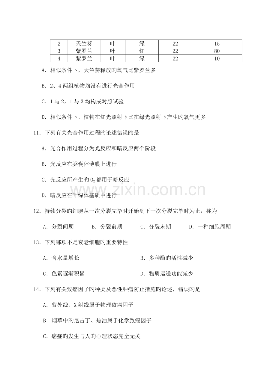 2023年湖南省普通高中学业水平考试生物试卷Word文档.doc_第3页