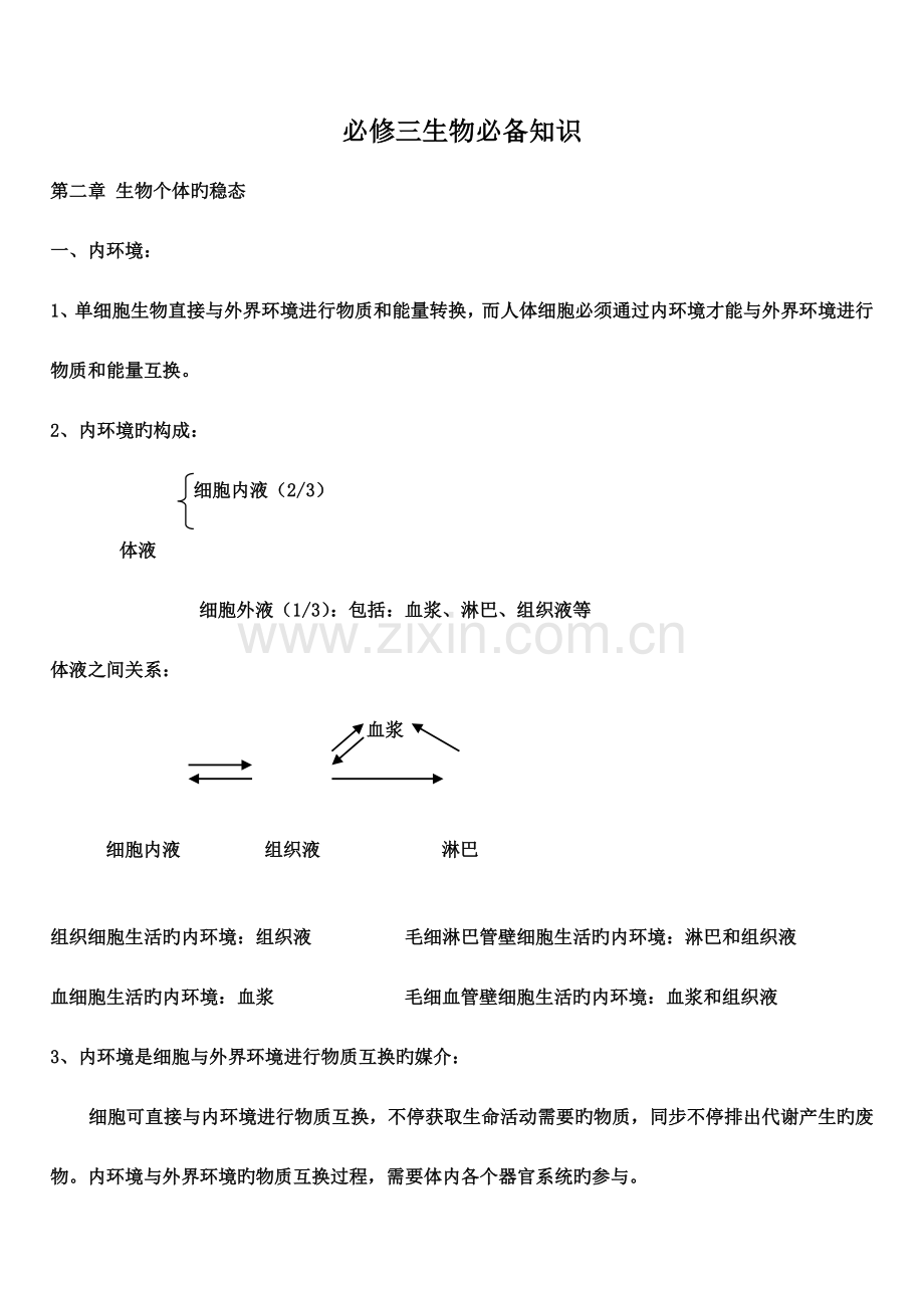 2023年苏教版高中生物必修三知识点.doc_第1页