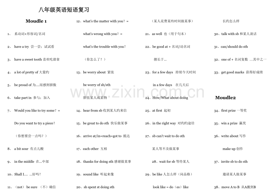 2023年新外研版八年级下册英语短语复习知识点.doc_第1页