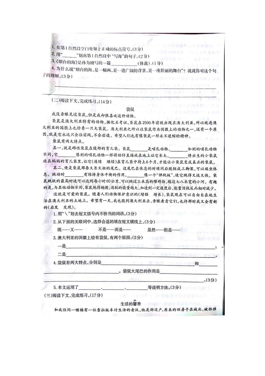 2023年昭通市小升初语文试卷.docx_第3页