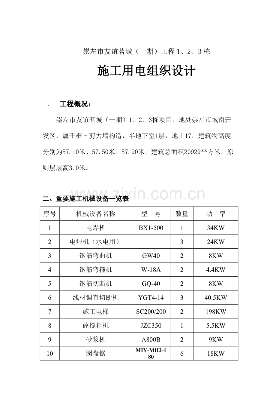 崇左市友谊茗城一期栋临电施工组织设计.doc_第1页