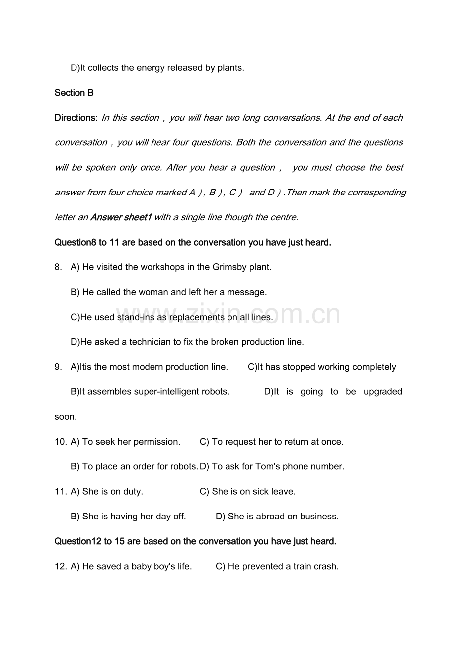 2023年大学英语四级真题和答案解析.doc_第3页