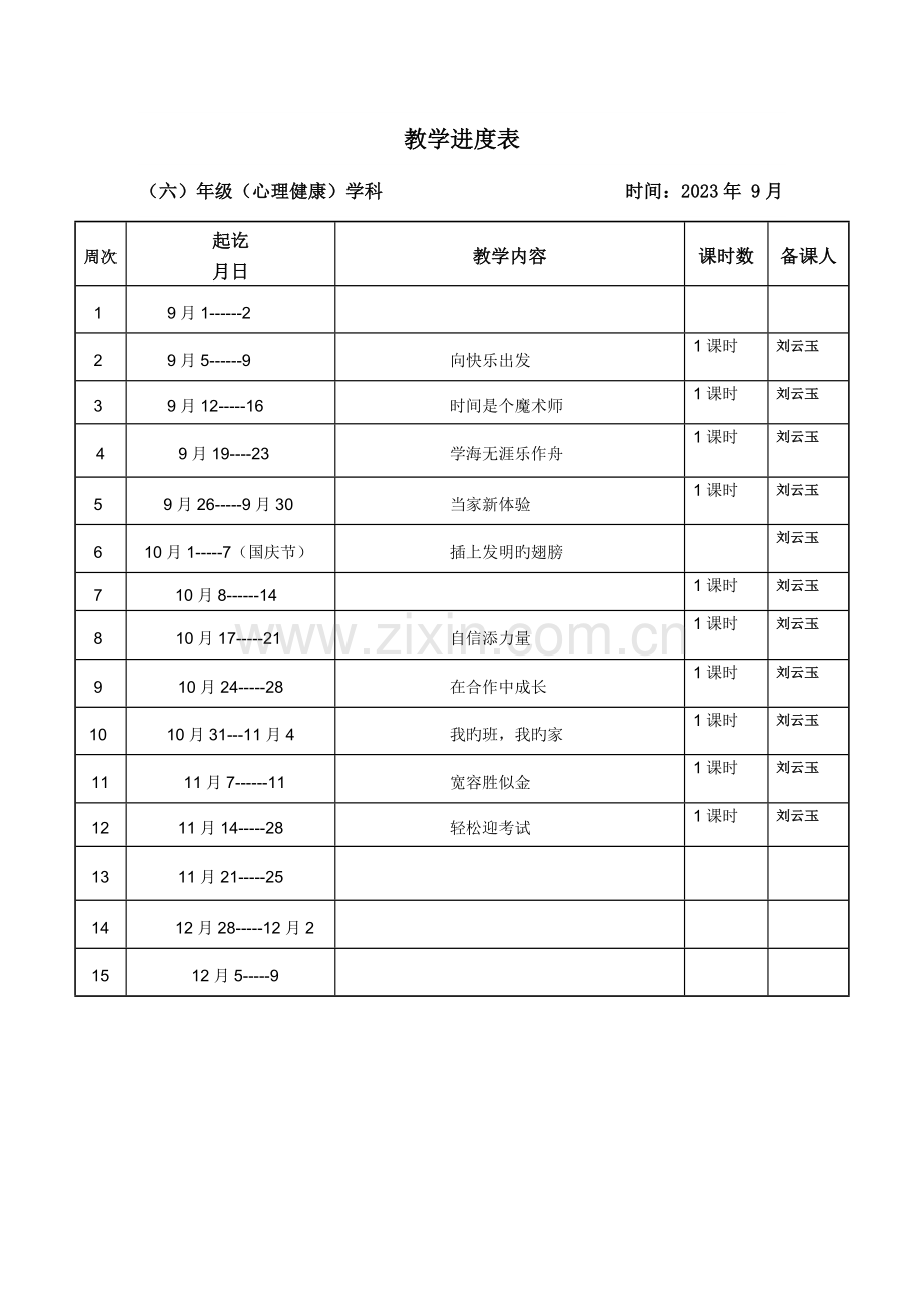 2023年辽大版心理健康六年级上册全册教案.doc_第2页