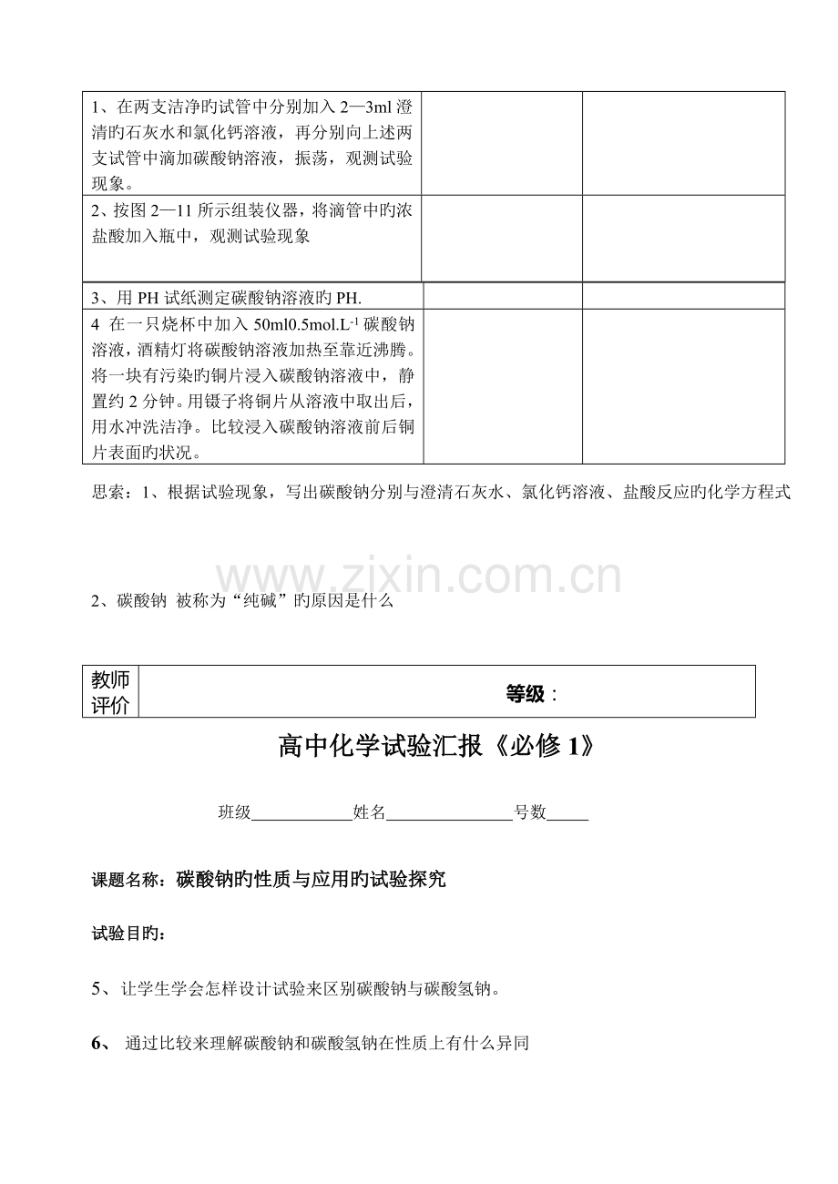 2023年高中化学必修探究实验报告.doc_第3页