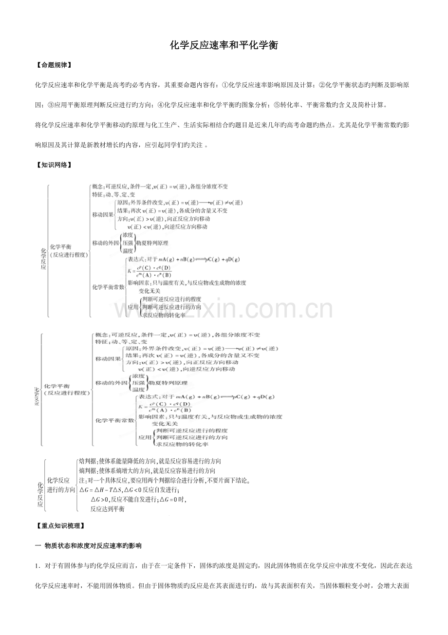 2023年化学反应速率化学平衡知识点总结用.doc_第1页