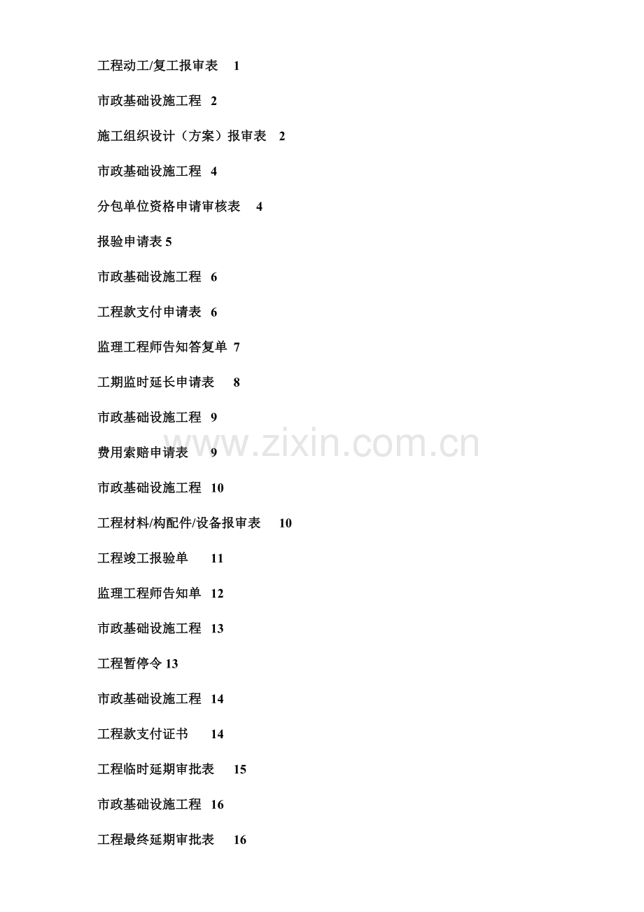 市政工程监理表格DOC.doc_第1页