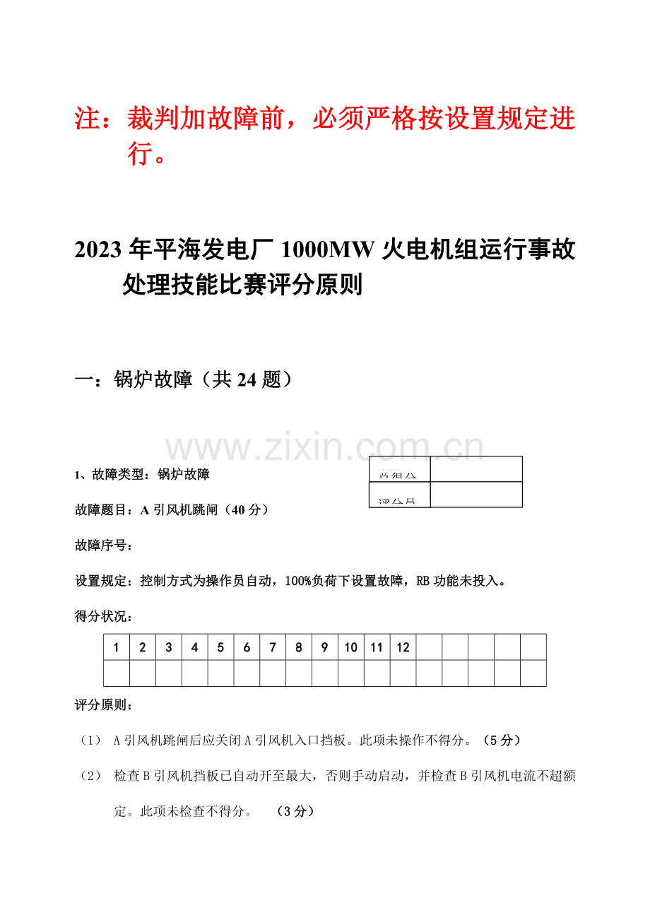 2023年仿真机故障评分标准标准值班员竞赛培训内容.doc_第1页