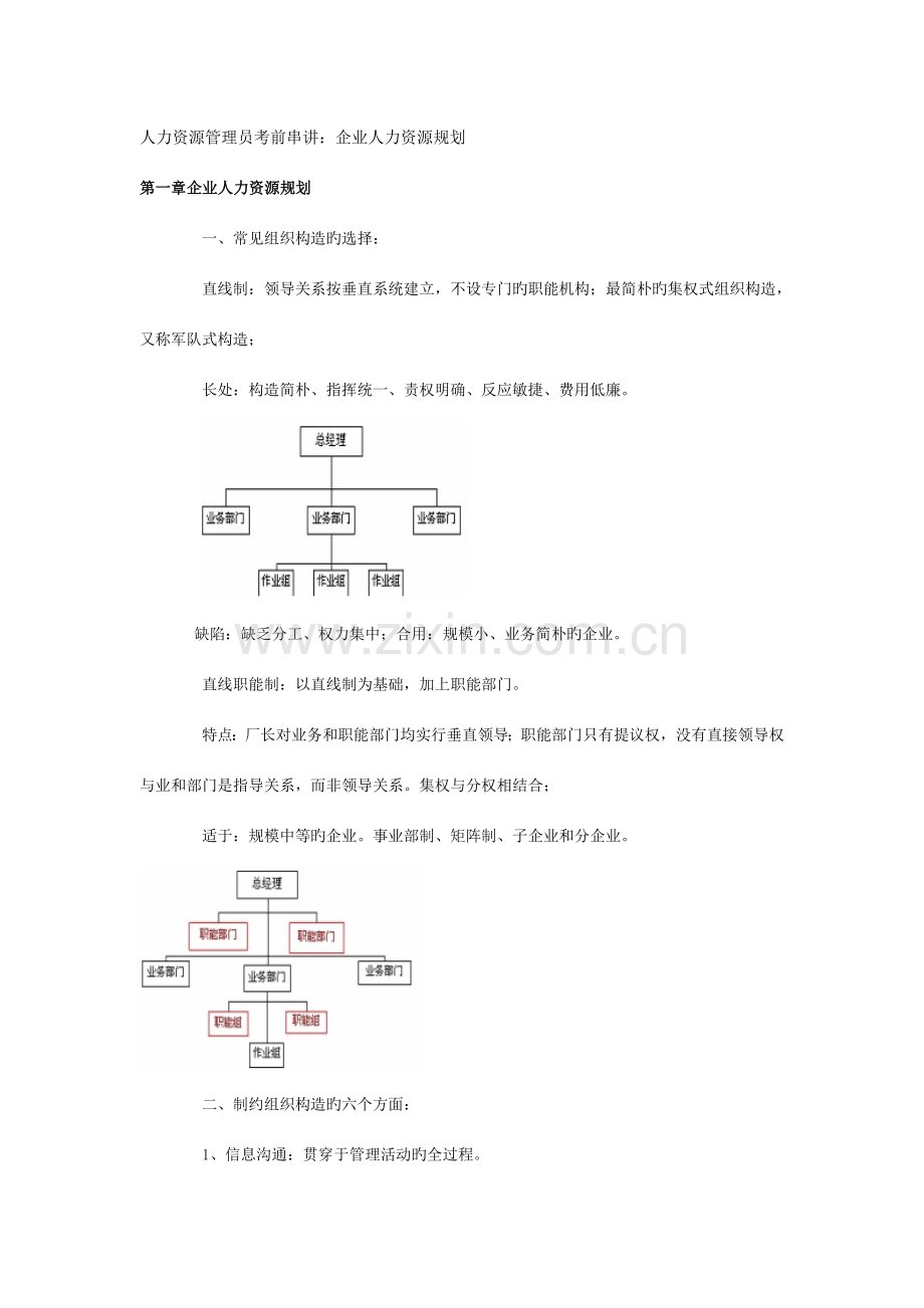 2023年人力资源管理员考前串讲企业人力资源规划.doc_第1页