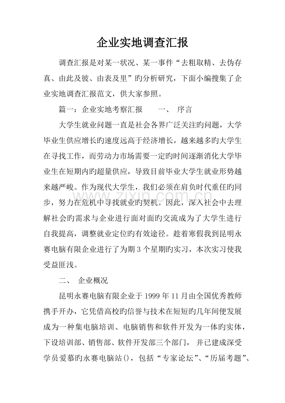 企业实地调查报告.docx_第1页