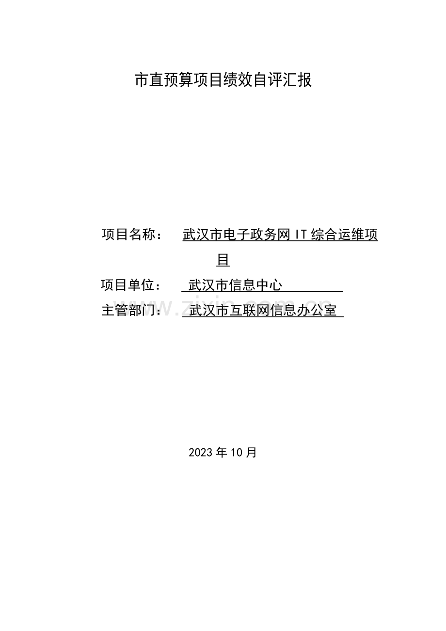 市直预算项目绩效自评报告武汉市互联网信息办公室.doc_第1页