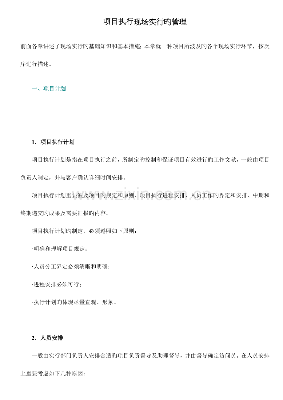 项目执行现场实施的管理doc.doc_第1页