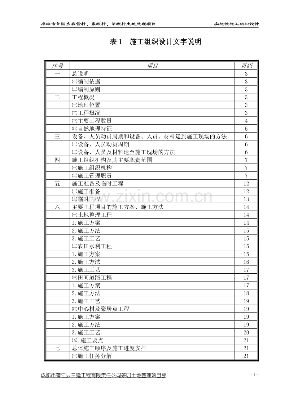 茶园土地整理实施性施工组织设计1.doc_第1页