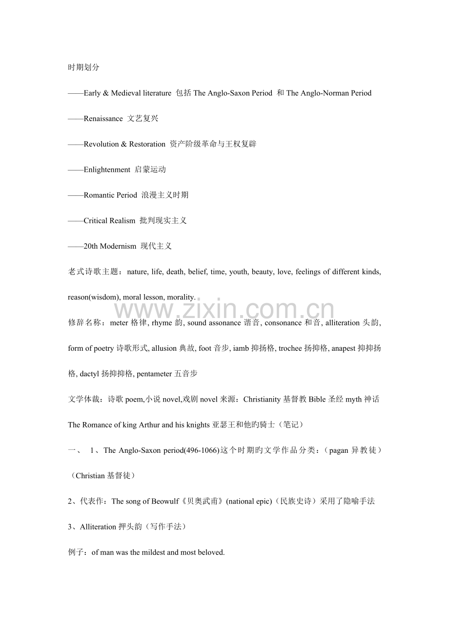 2023年英美文学复习笔记.doc_第1页