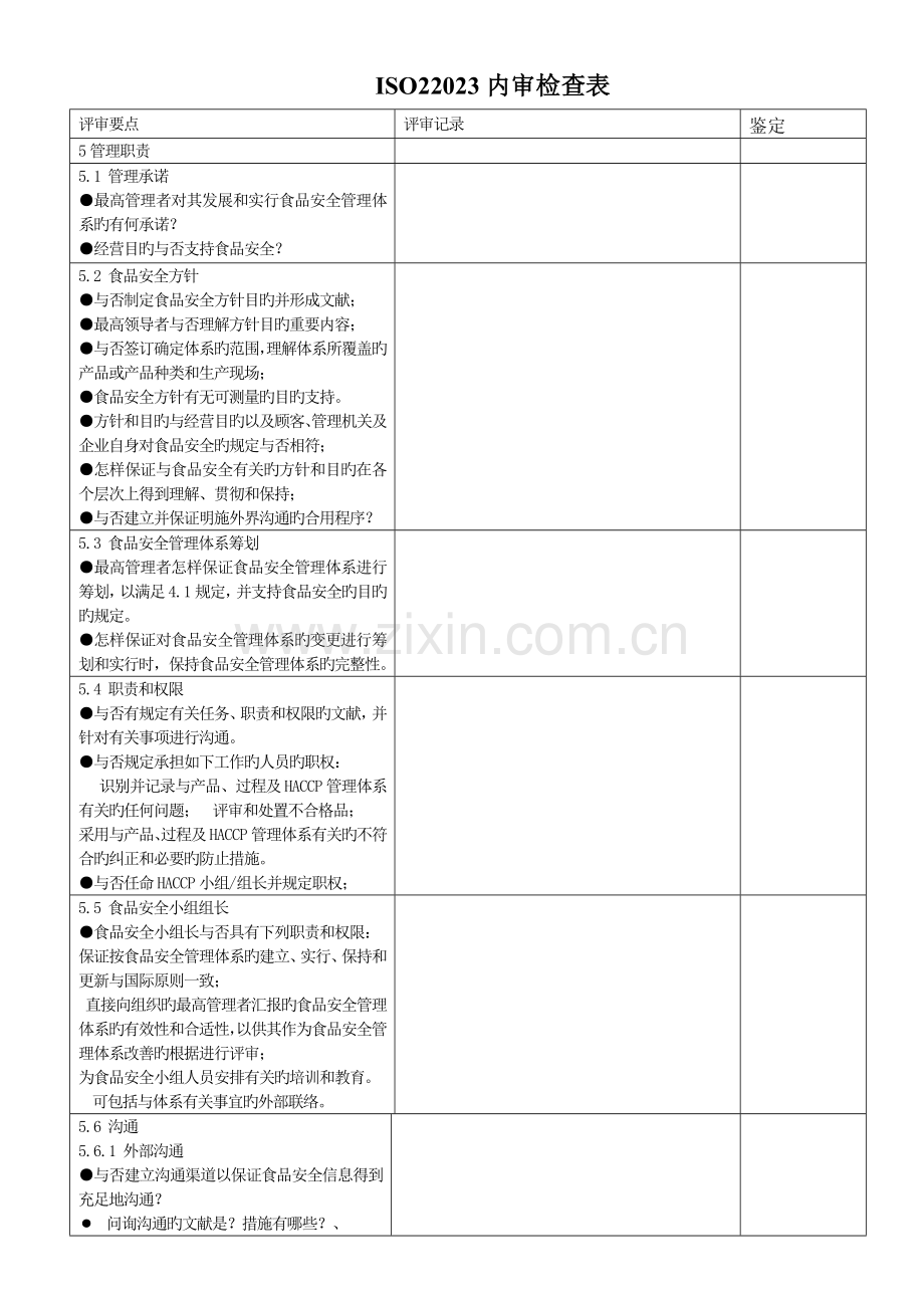 ISO2内审检查表食品安全管理体系.doc_第2页