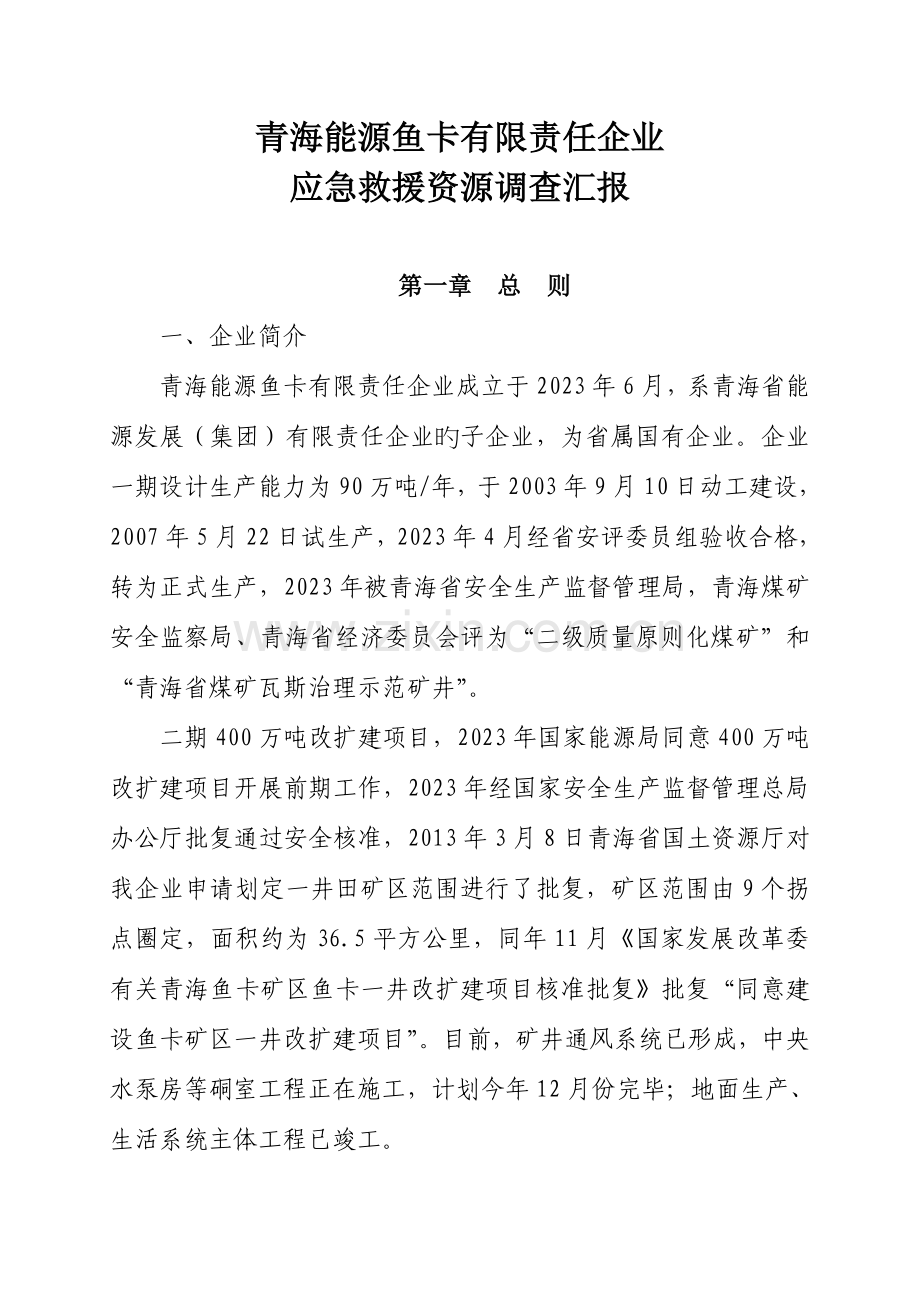 应急救援资源调查报告.doc_第1页