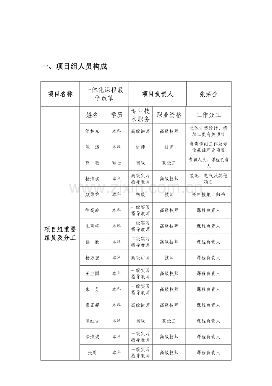 机械制造及自动化专业一体化课程教学改革方案打印稿DOC.doc_第2页