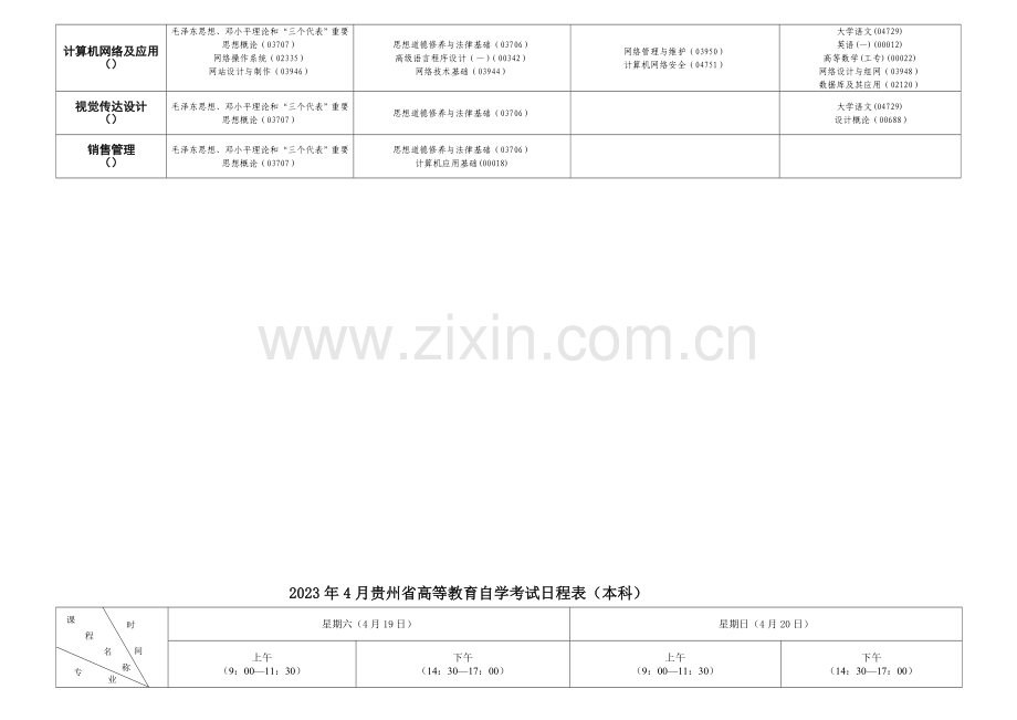 2023年贵州省高等教育自学考试日程表.doc_第3页