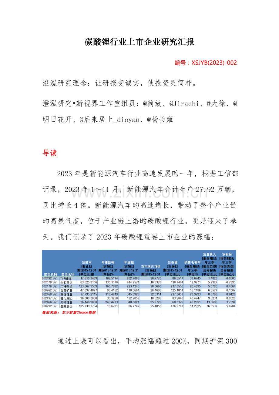 碳酸锂行业上市公司研究报告.docx_第1页