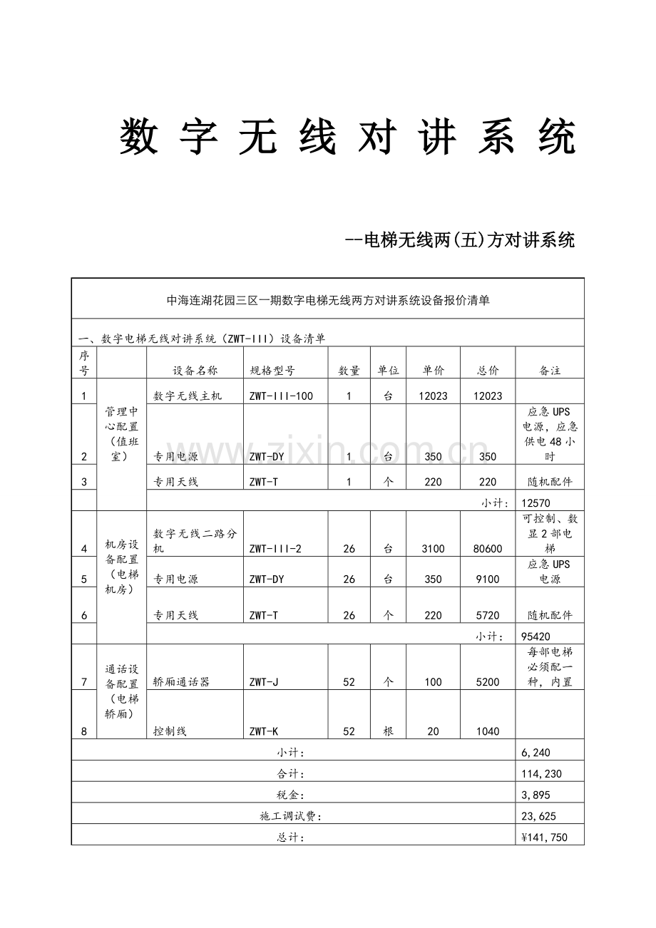 数字电梯无线对讲方案及报价.doc_第1页