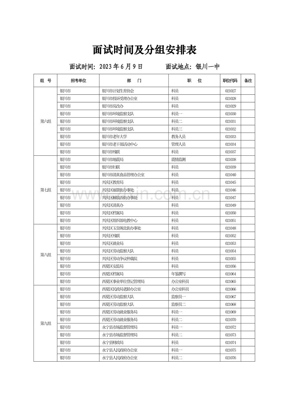 2023年面试时间及分组安排表.doc_第2页