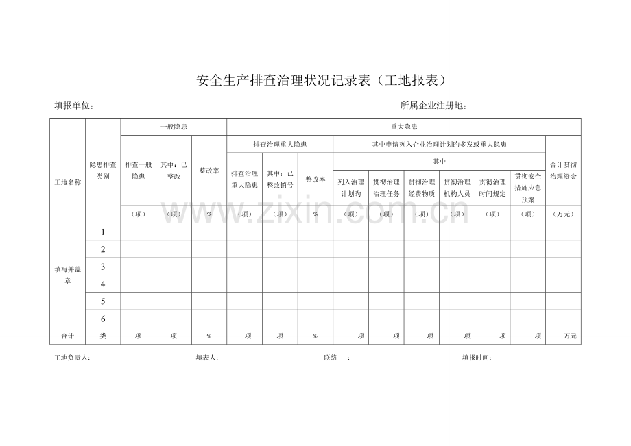 建筑施工安全排查治理情况统计表.doc_第1页