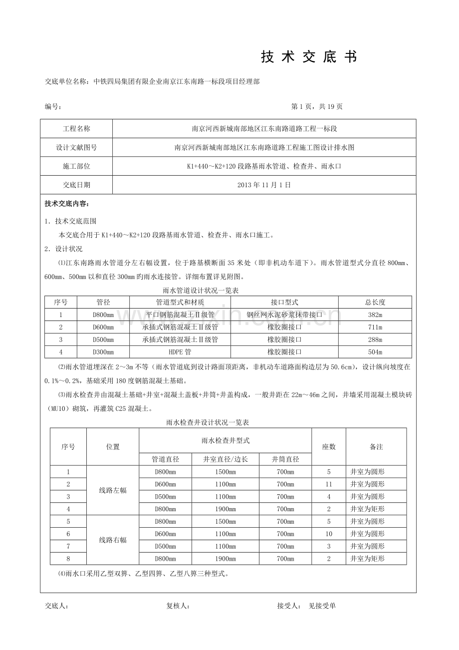 市政道路排水工程模板.doc_第1页