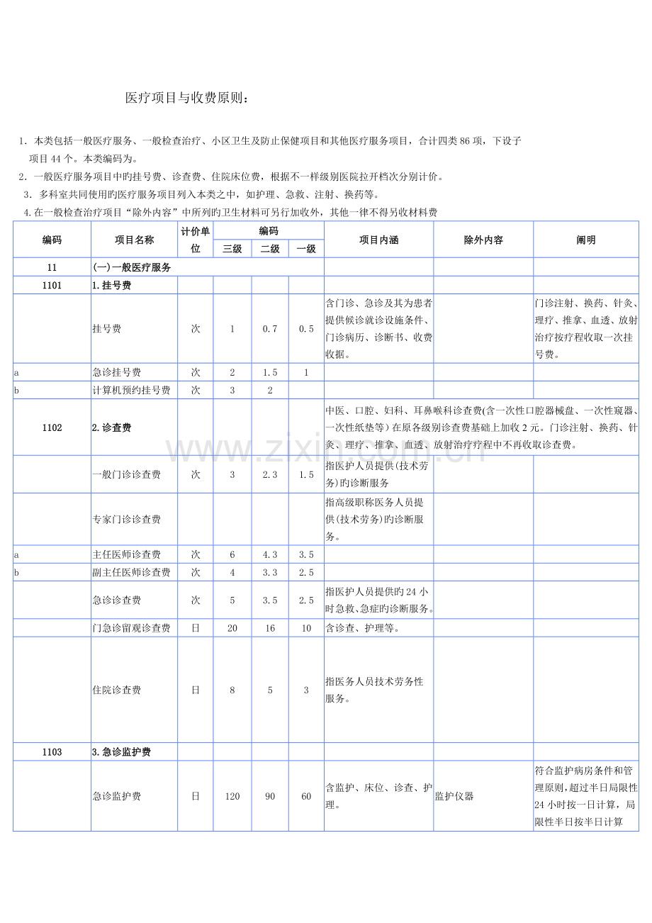 医疗项目与收费标准资料范文.doc_第1页